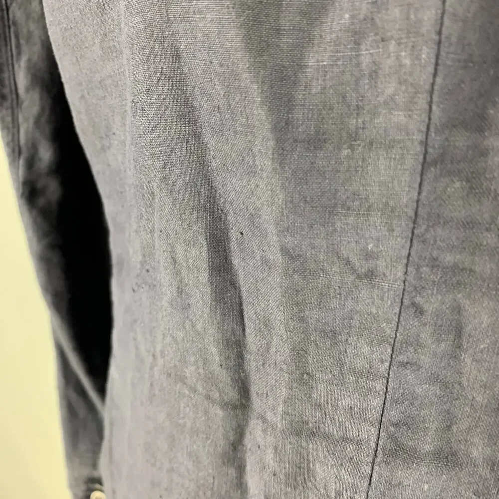 120% LINO Size 46 Navy Linen Notch Lapel Sport Coat - Picture 4 of 10